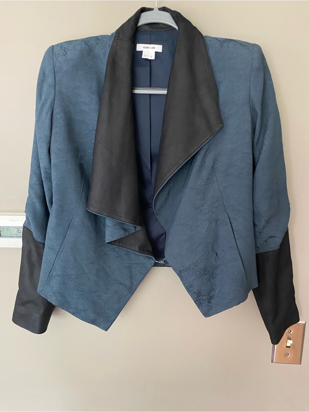 HELMUT LANG Perma Jacquard Sleeve Combo Jacket Two-Tone Draped Blazer Size 0 - Picture 6 of 14